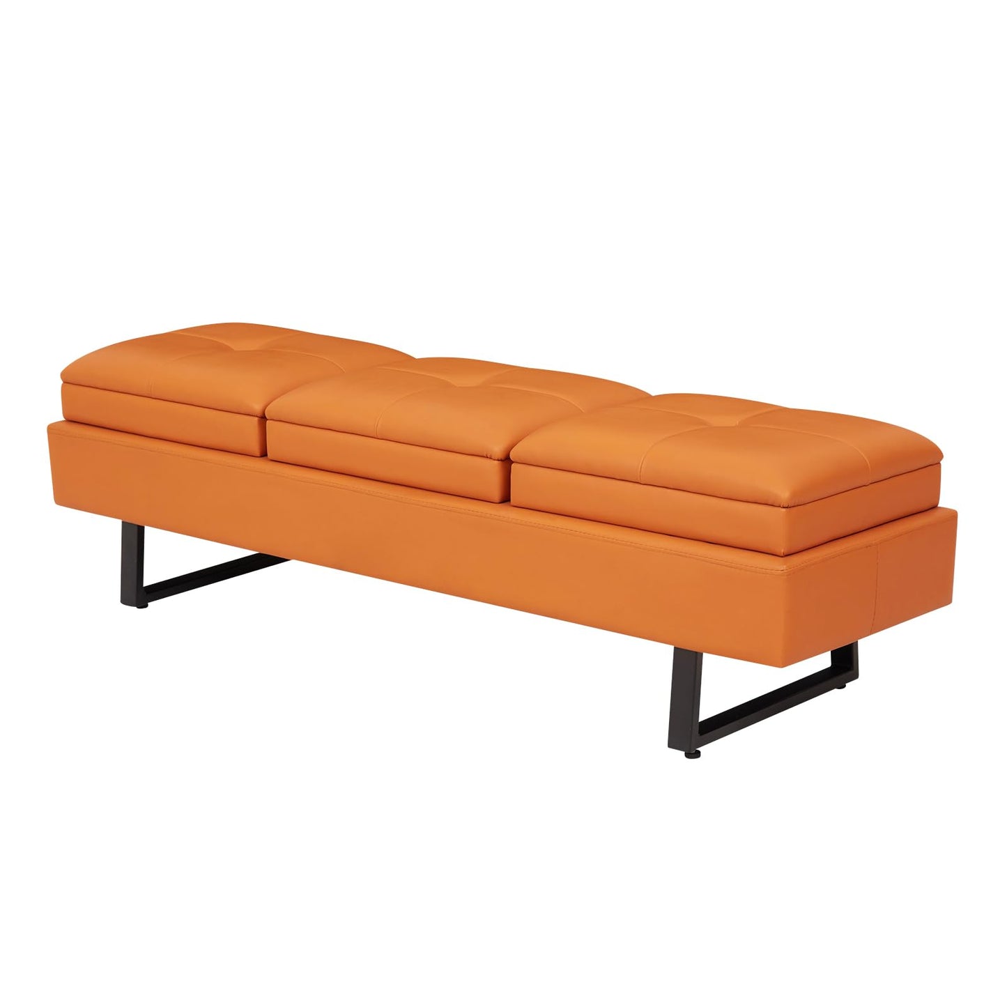 Kinfant Modern Futon Sofa Bed - 3-Seat Couch Bed with Soft Cushions for Living Room Bedroom and Small Space (PU Leather, Orange)