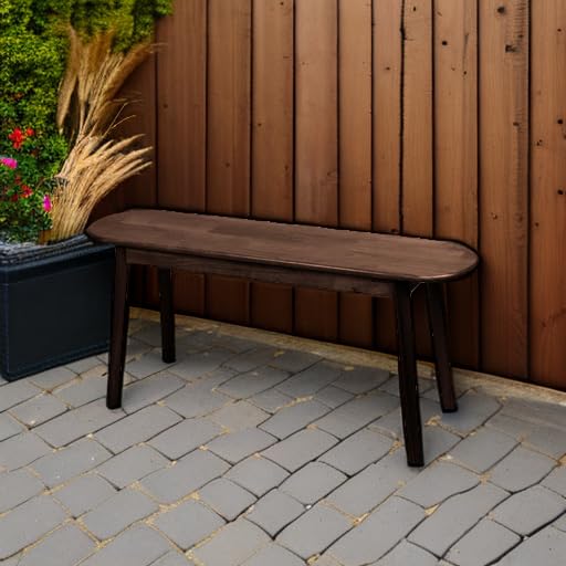 Cttasty Entryway Bench, Solid Wood Dining Bench, Midcentury End of Bed Bench w/Rounded Corner, Outdoor Bench w/Robust Construction, Bedroom Bench, 10.24" W x 17.72" H（Walnut 39.4inches）