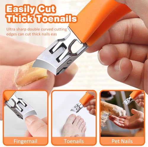 Wide Jaw Opening Anti-Splash Slanted Nail Clipper, 2025 New Fingernail and Toenail Clippers for Ingrown Nails, Long Handle Splashproof Nail Clippers, Wide Mouth Toe Nail Clippers (Black, 1PC)