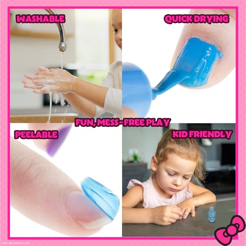 Townley Girl Hello Kitty and Friends 8 Pack Non-Toxic Peel-Off Shimmer and Opaque, Water-Based Safe Nail Polish Set with Nail Dryer for Kids, AA Batteries Not Included, Ages 3 and Up