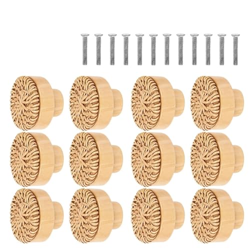 Rattan Knobs 20Pcs Vintage Rattan Handles - Furniture Cabinet/Dresser/Drawer Knobs for Cabinet