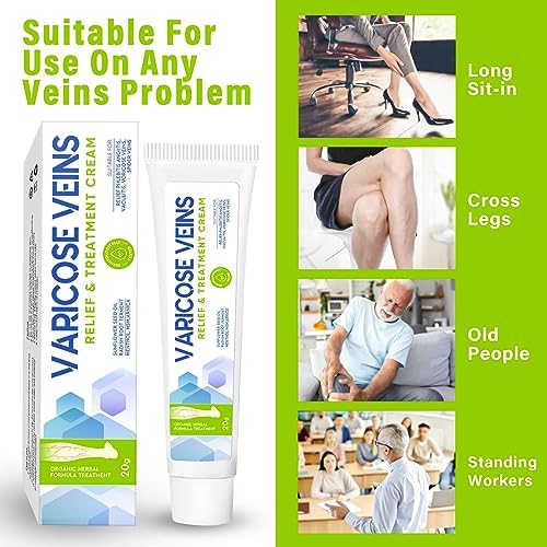 MOSKILA Varicose Veins Treatment for Legs, 2 Count Nature Varicose Veins Cream, Effective Varicose Veins Treatment for Varicose & Spider Veins, Relieve Leg Swelling & Fatigue Relief, 0.7oz