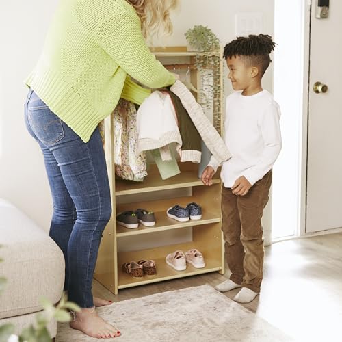 ECR4Kids TrendiTot Clothing Rack, Kids Wardrobe, Natural