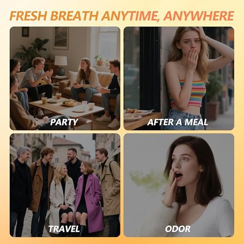 Oral Spray – Fresh Breath, Dual Cooling Experience & Convenient On-The-Go Design – Perfect for Freshening Breath Anywhere, Anytime (Orange, 2 Count)