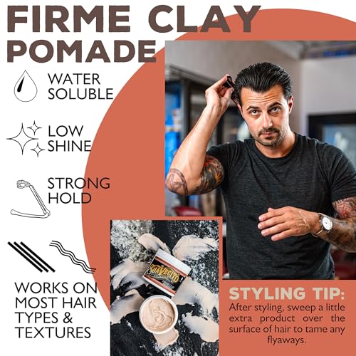Suavecito Pomade Firme Clay - Strong Hold Hair Clay For Men - Low Shine Matte Hair Clay Pomade For Natural Texture Hairstyles