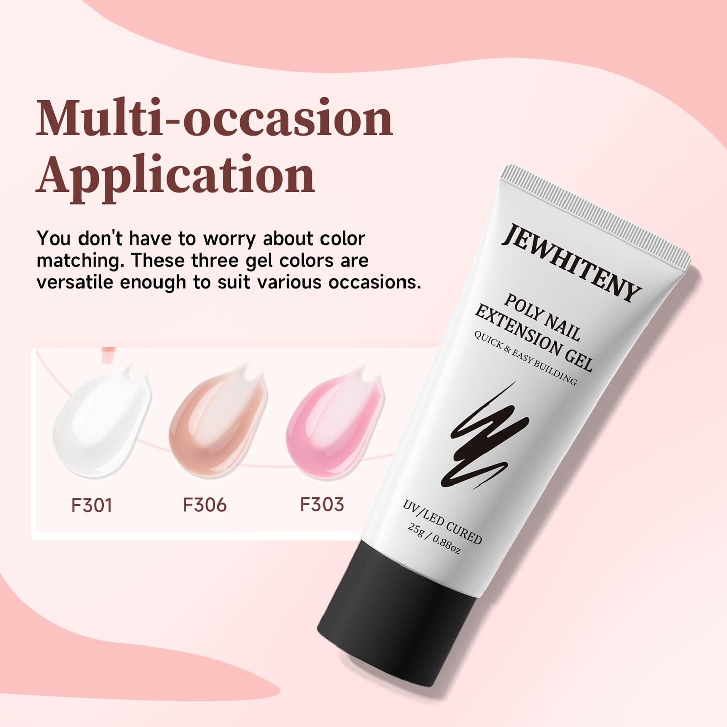 JEWHITENY Poly Extension Gel Nail Set Clear Pink Poly Nail Gel With Slip Solution Base Coat Top Coat French Manicure Need U V Lamp Curing for Finger Art and Home DIY