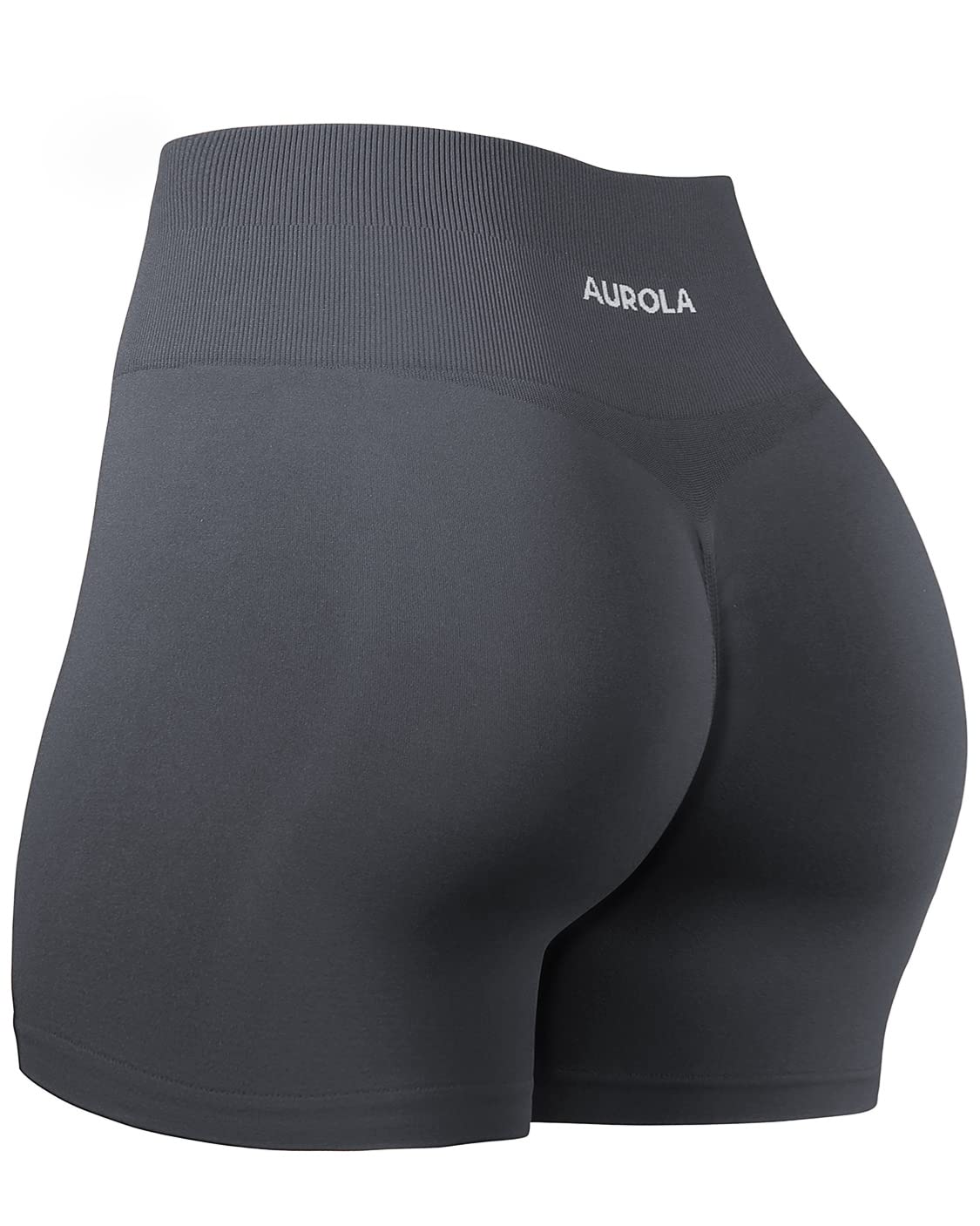 AUROLA Dream Collection Workout Shorts for Women Scrunch Seamless Soft High Waist Gym Shorts,Asphalt Grey,XS