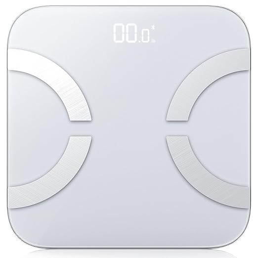 Smart Scale for Body Weight, Digital Bathroom Scale LED Display, BMI, Body Fat, Muscle Mass 18 Body Composition Monitor Health Analyzer Sync Fitness Apps (Silver)