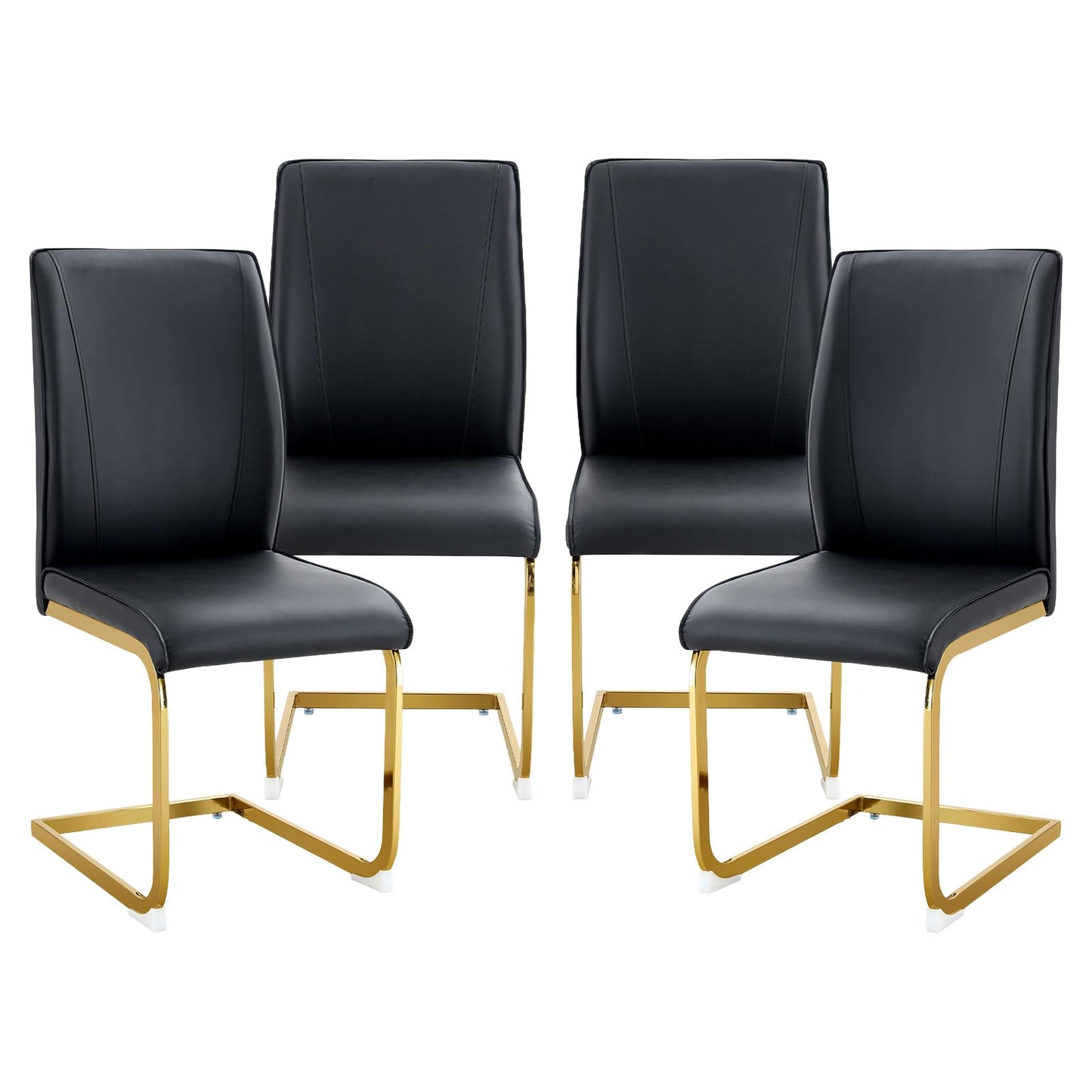 cinkehome Set of 4 Modern Dining Chairs, High Back PU Faux Leather Upholstered Armless Chair with Metal Legs for Kitchen Dining Room Living Room