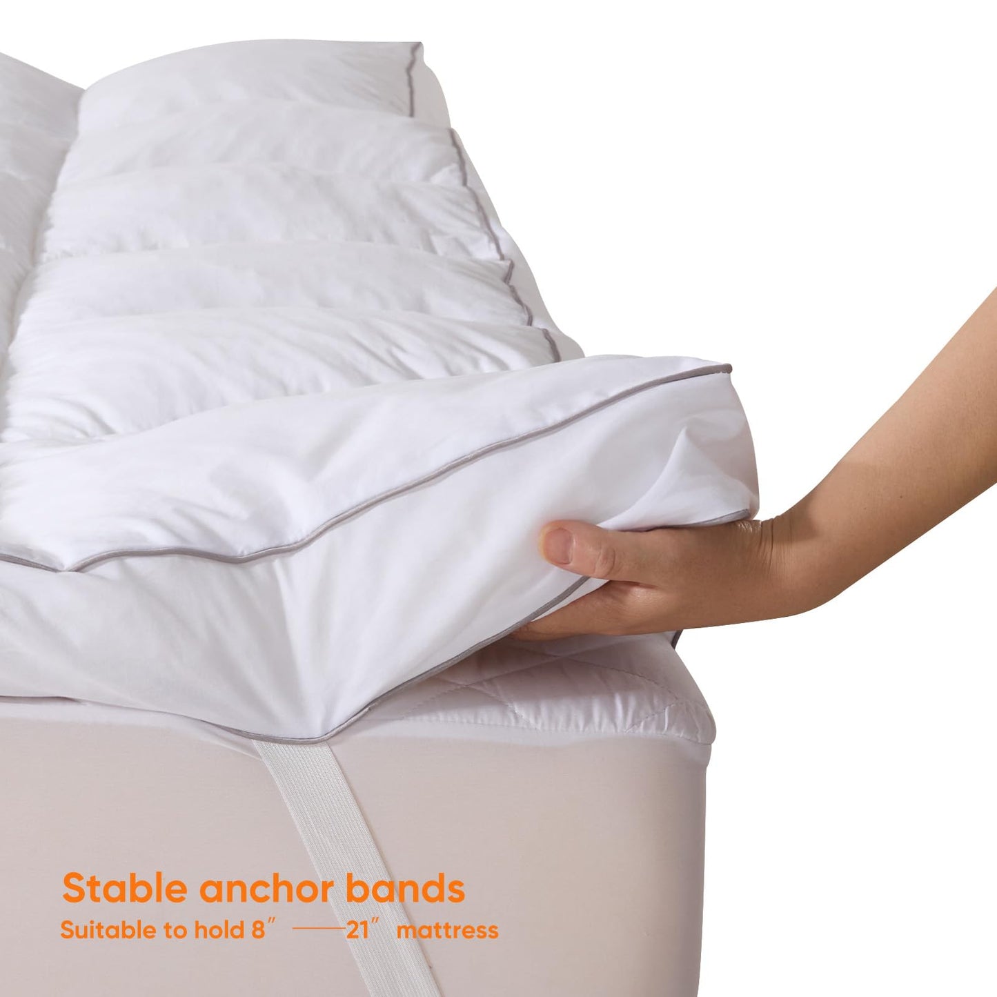 Memory Foam Queen Mattress Topper, Bed Topper with 3 Inch Extra Thick Shredded Foam, 100% Cotton Mattress Pad Cover, Breathable & Skin-Friendly Queen Size Mattress Topper with Anchor Straps