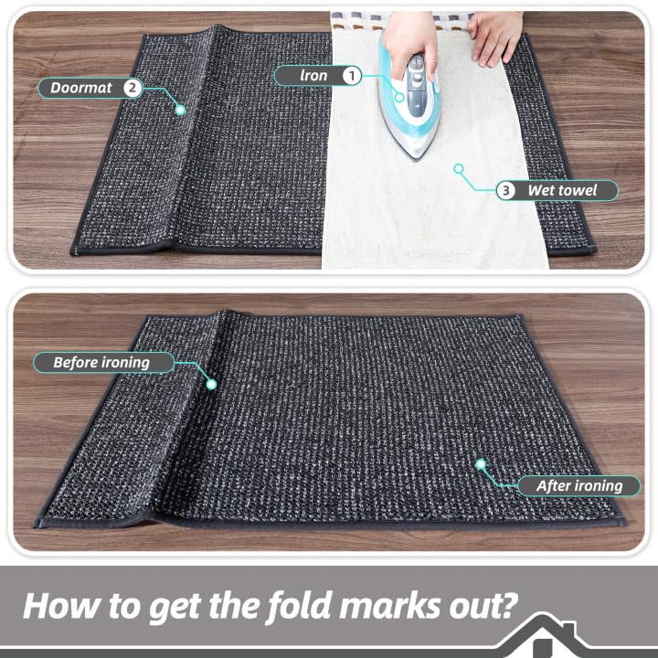 BEQHAUSE Dirt Trapper Door Mat 32" x 48", Non-Slip Washable Doormats Entrance Mat, Dirt Resistant and Absorbent Welcome Mat, Low Profile Floor Mats for Front Back Door and Entryway, Charcoal