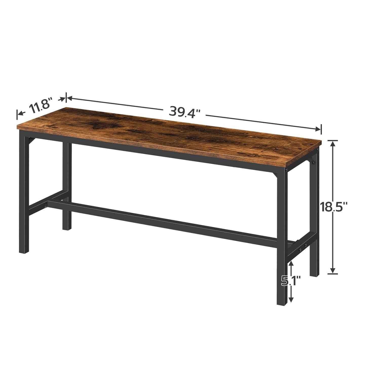 HOOBRO Dining Benches, Pair of 2 Industrial Kitchen Table Benches, Wooden Indoor Benches, Durable and Stable, for Dining Room, Kitchen, Living Room, Bedroom, Rustic Brown BF02CD01
