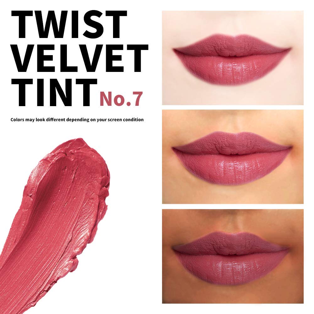 PASSIONCAT Long Lasting Lip Stain for Lips and Cheek Tint | High Pigment Color | lightweight Matte Finish | Weightless | Full Coverage | Twist Velvet Tint #7 (No.7)