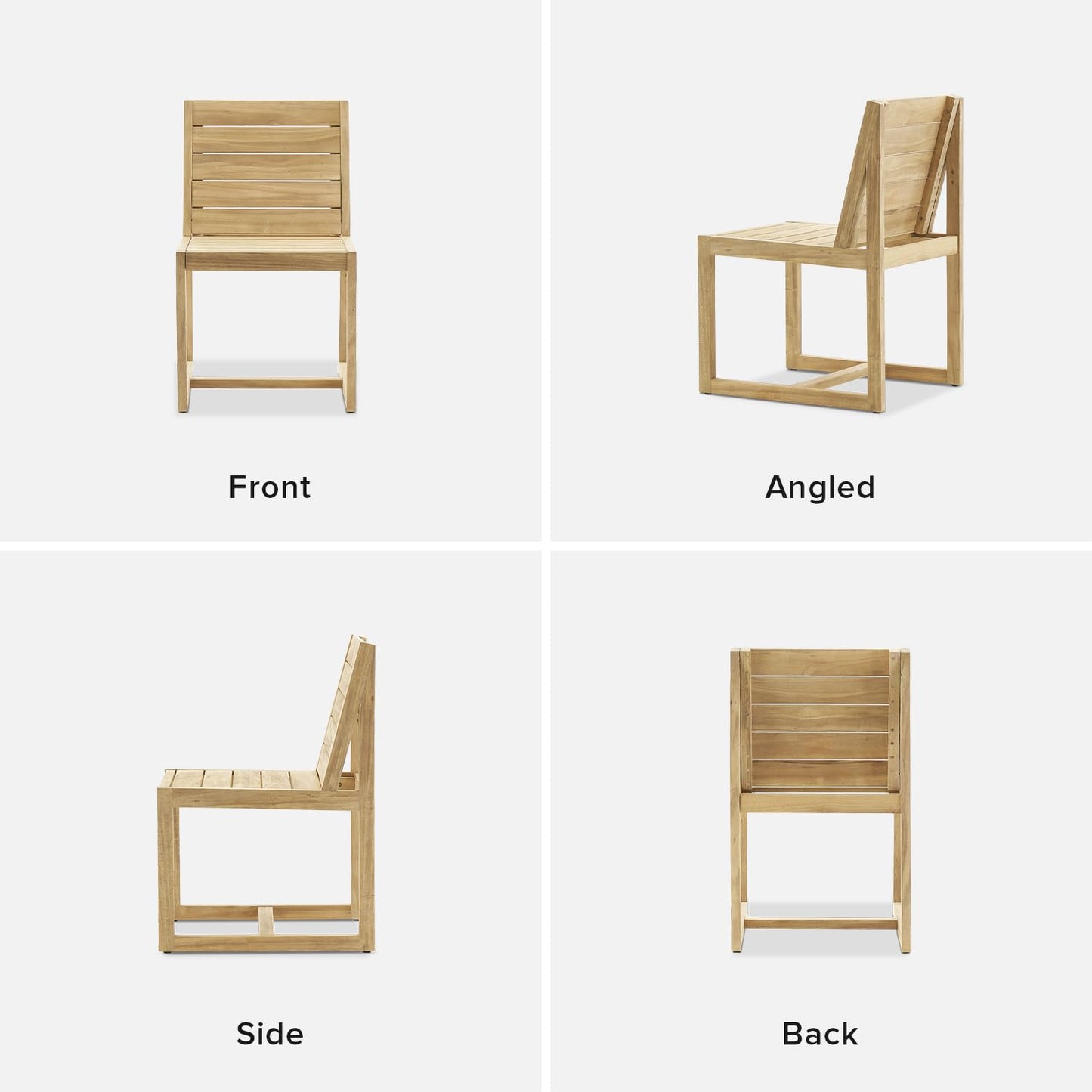 mopio Bruno Patio Chairs, Solid Acacia Wood Slatted Mid Century Modern Farmhouse Outdoor & Indoor Dining Chairs, for Picnic Garden Backyard Poolside Porch Conversation (Set of 4)