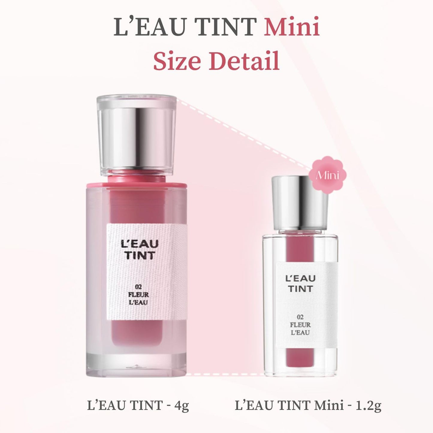 BBIA L’EAU Tint – Glossy & Glow Lip Stain, Watery Lip Tint, Non-Sticky, High Shine Finish, Long-lasting, Moisturizing, Lightweight, Natural, Daily Use, Vegan, Korean Lip Makeup (02 FLEUR L'EAU - MINI)