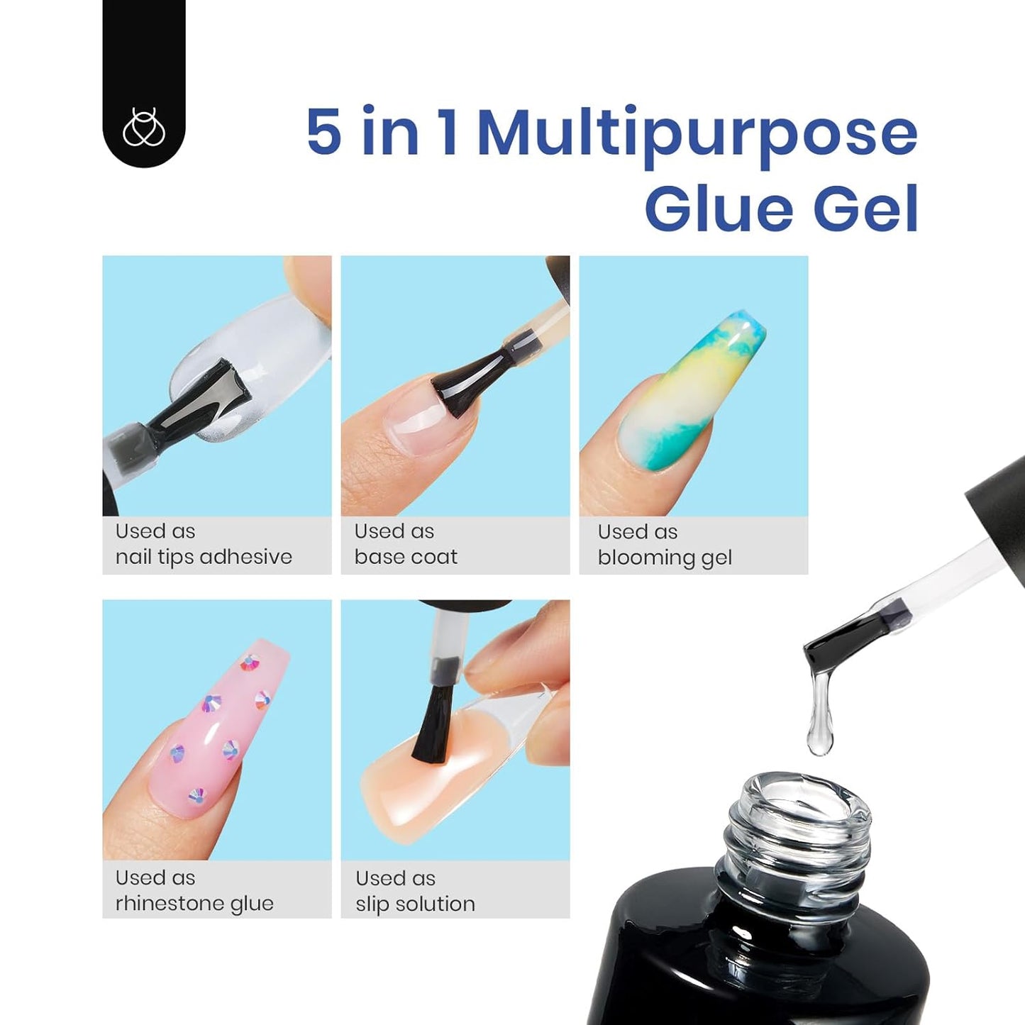 Beetles Gel Nail Kit Easy Nail Extension Set with 500Pcs Nail Tips Coffin Shape 5 In 1 Nail Glue Base Gel and Innovative Led Lamp Easy Diy Nails Art Home Gelly Tips