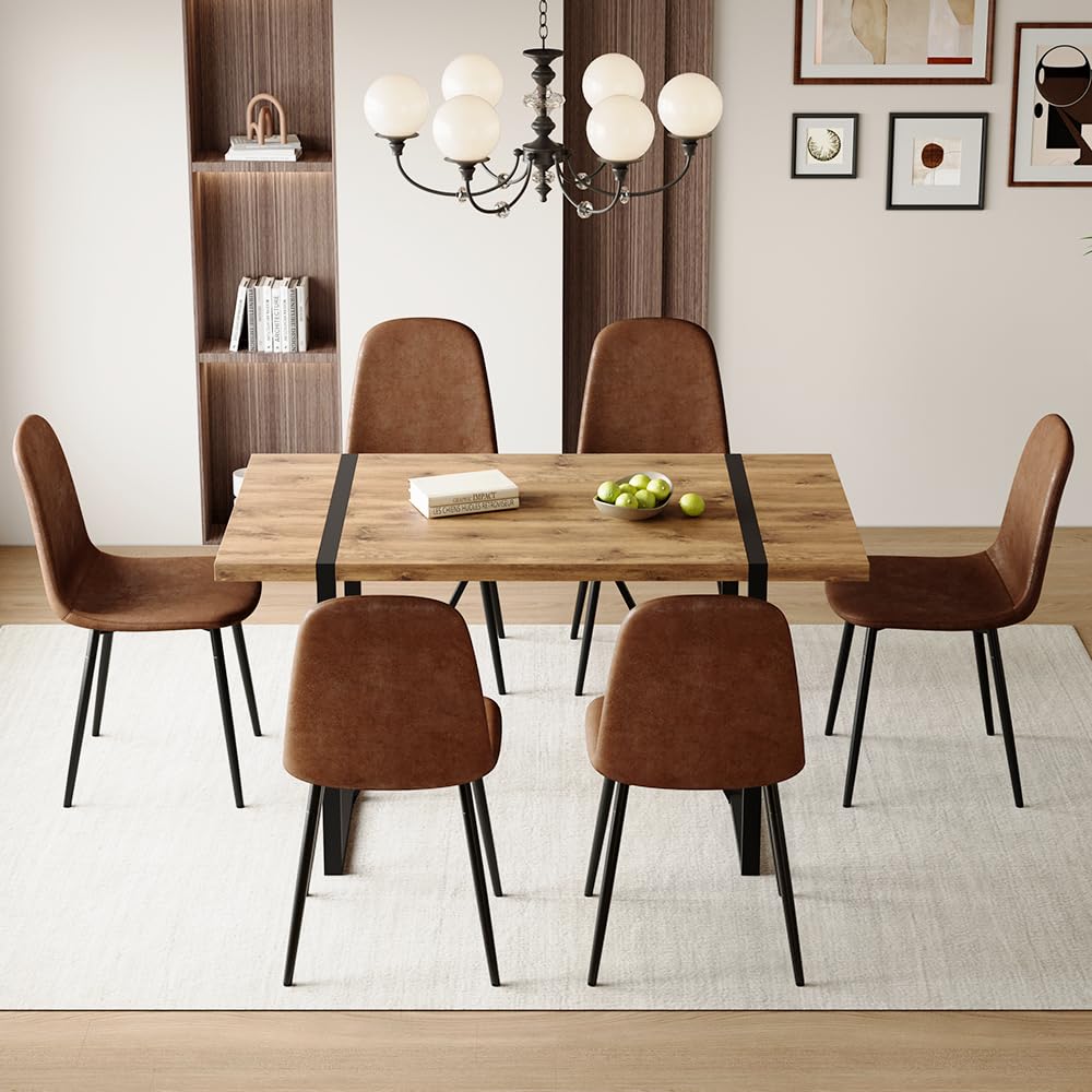 MUUOKY Dining Room Table Set for 6, Dining Table Set for 6, Dining Table for 6 with Chairs - Easy Assembly