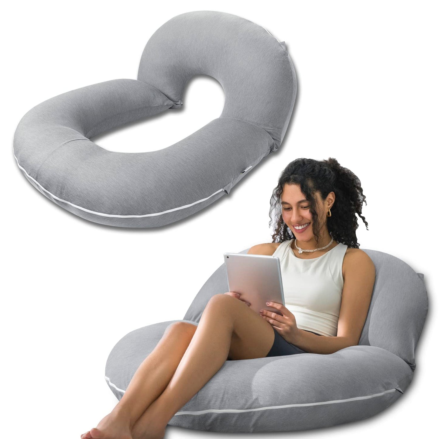INSEN Reading Pillow, Back Pillow for Sitting in Bed for Reading, Nurse & Relax, Reading Pillow for Adults, Moms & Kids, Sit Up Pillow for Bed