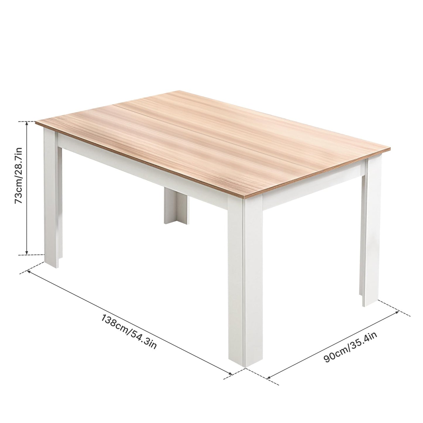 Mondeer Dining Table and Chairs Set 6, 7 Pieces Kitchen Table Set with High Back Faux Leather Chair for Dining Room Kitchen Rectangular Modern (Oak Table White Chairs)