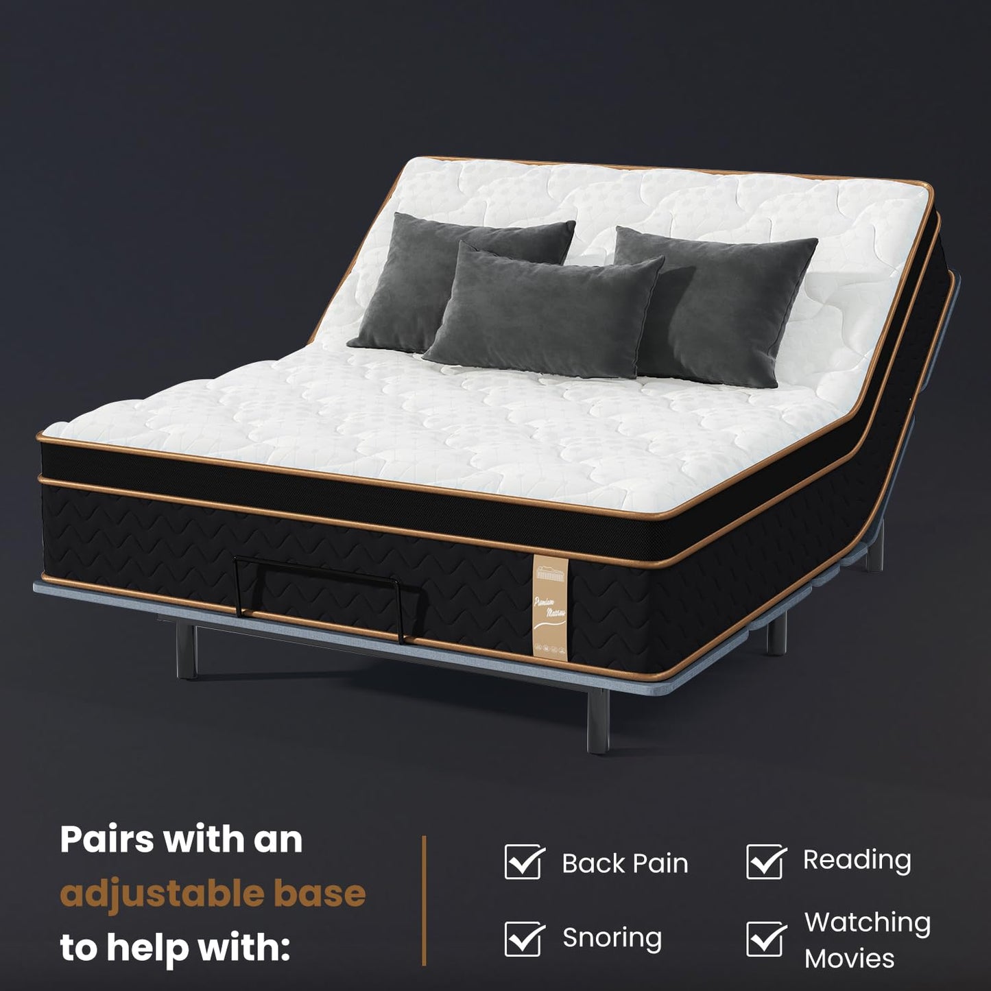 Queen Mattress 14 Inch, Cooling Hybrid Bed in a Box, Individual Pocket Springs, Motion Isolation, Targeted Hip/Shoulder/Lumbar Support, Fiberglass-Free, Ergonomic Zones, 365-Night Trial, CertiPUR-US
