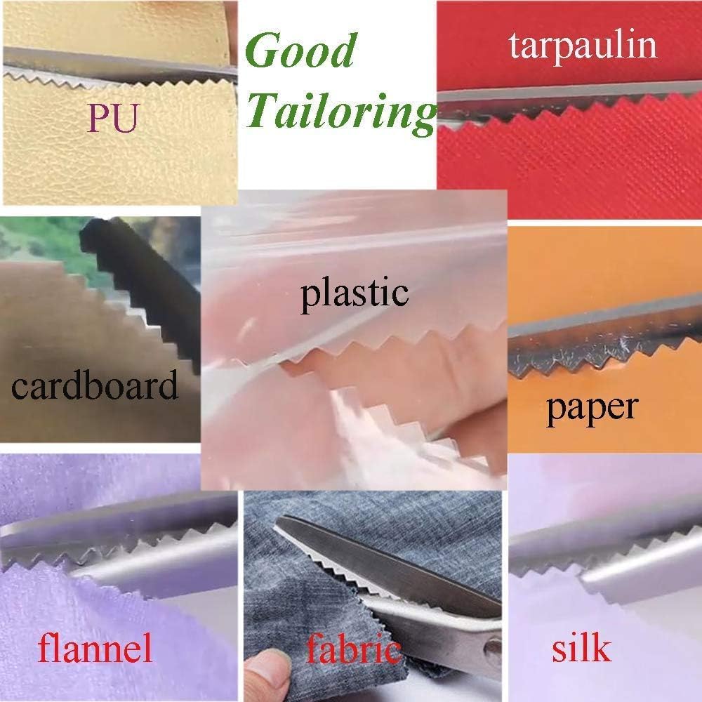 Green Pinking Shears Comfort Grips Crafts Zig Zag Cut Sewing Scissors,Professional Handheld Dressmaking