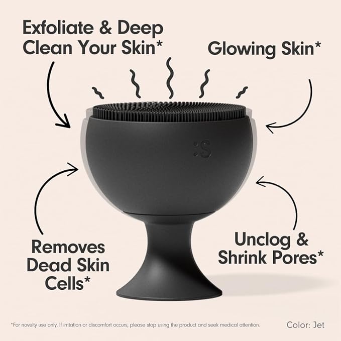 Sxnse Palm Silicone Face Scrubber – Compact Electric Facial Cleansing Brush for Acne, Pores & Makeup – Waterproof Face Exfoliator with 3 Speeds – Rechargeable Skincare Tool for Sensitive Skin (Cherry)