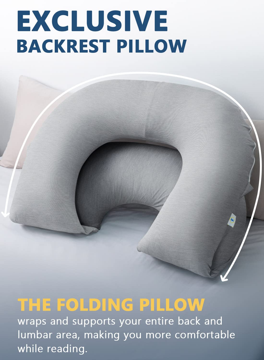 INSEN Reading Pillow, Back Pillow for Sitting in Bed for Reading, Nurse & Relax, Reading Pillow for Adults, Moms & Kids, Sit Up Pillow for Bed