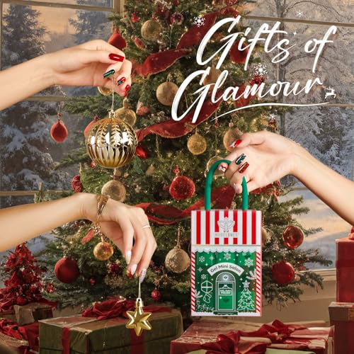 Modelones Gel Nail Polish Kit with U V Light, Green Red Gold Cat Eye Manicure Set with Base Top Coat Stickers 4 Colors Magnetic Gel Mini Salon DIY Nail Art Starter Holiday Gift for Women Girls