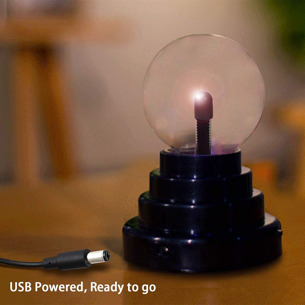 Stemclas Plasma Ball/Light/Lamp, Static Electricity Globe Electric Lightning Ball, Touch Sensitive, USB Powered, Amazing Gift for Parties, Birthday and Holiday, 3 Inch, for Age Over 14 Years Old