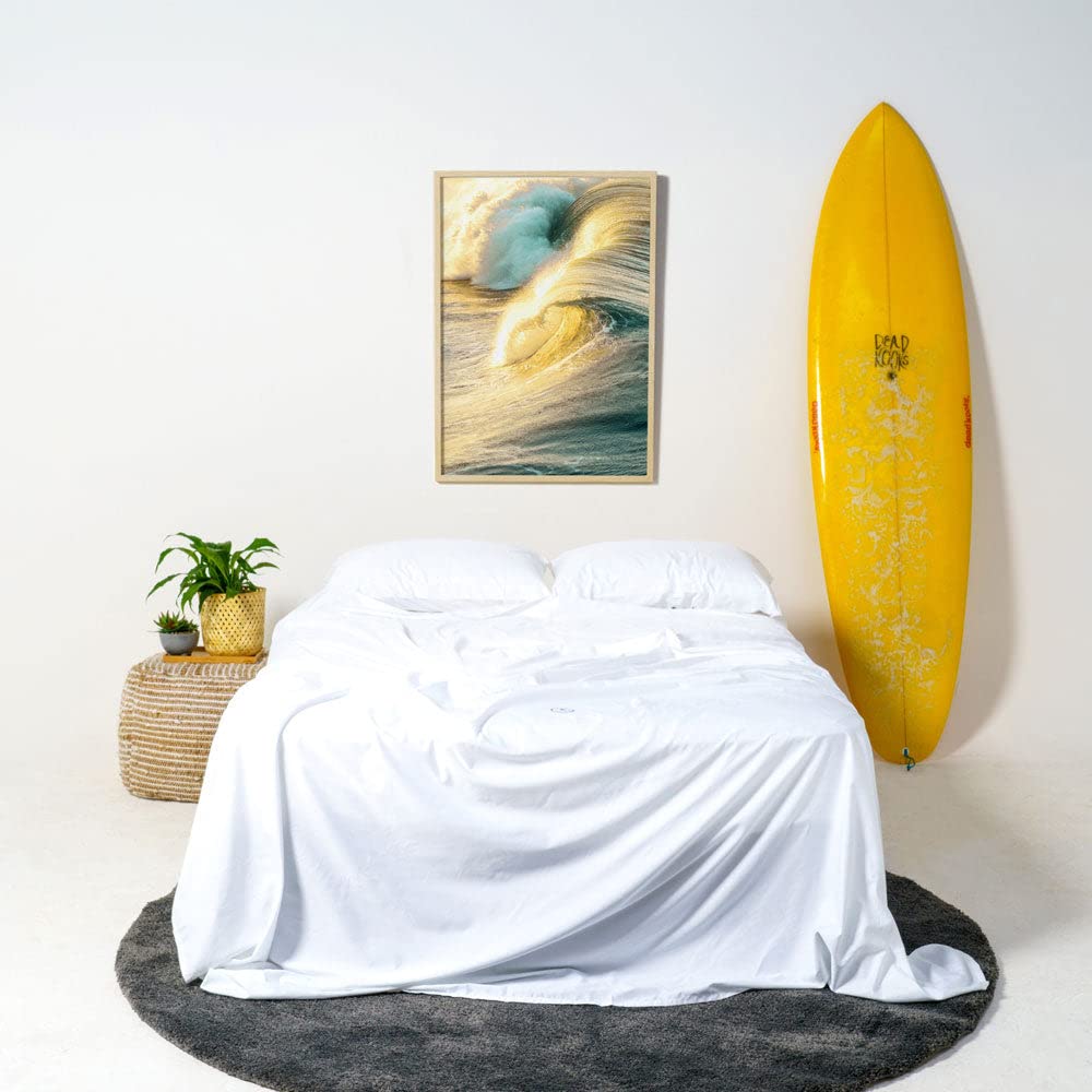 THE LAD COLLECTIVE 2.0 Bedding Set - 4 Piece Sheet & Pillow Case Set, Custom Blend, Soft, Comfortable, Temperature Regulating, & Easy-to-Use - (California King, Malibu White)