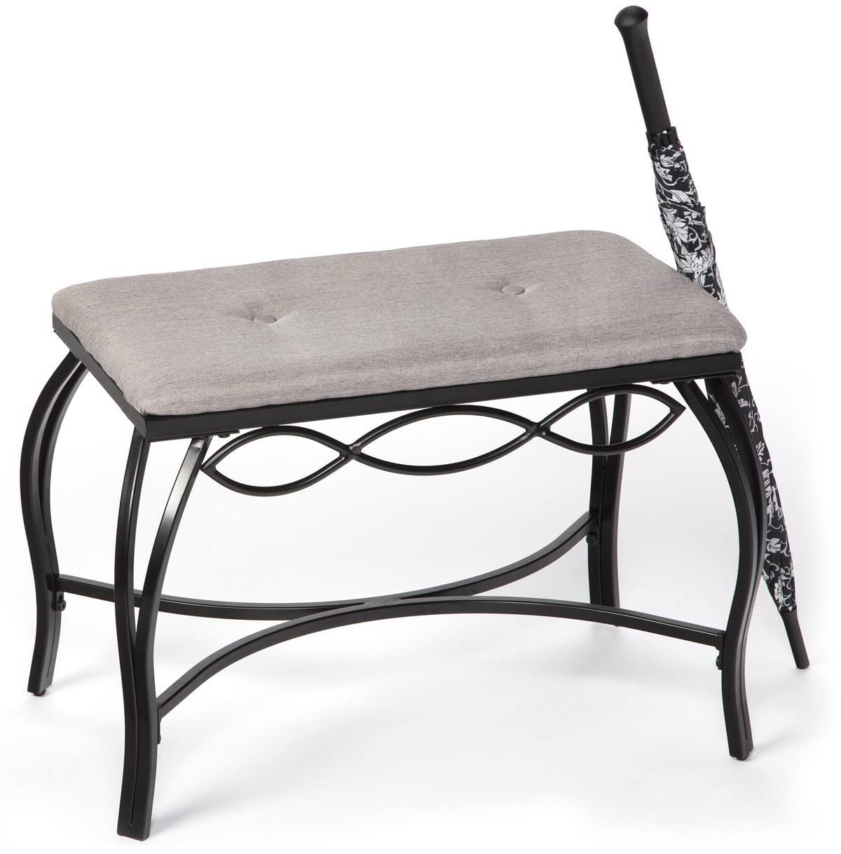 Mango Steam Heather Gray Shoe Bench - Vanity Seat for Makeup Room, Dressing Stool, Entryway Bench - Powder Coated, Upholstered, Space Saving