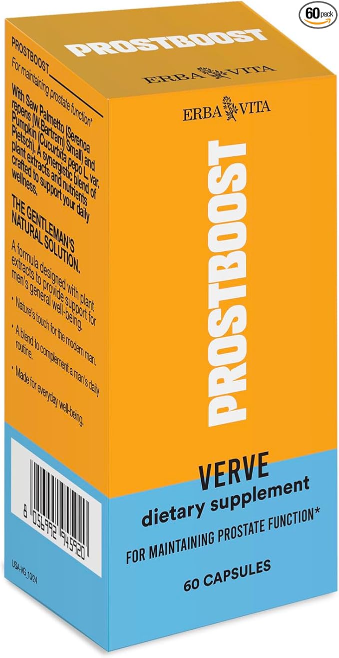 Prostboost Verve - Dietary Supplement with Plant Extracts, Support for Men's Everyday General Well-Being, 60 Capsule