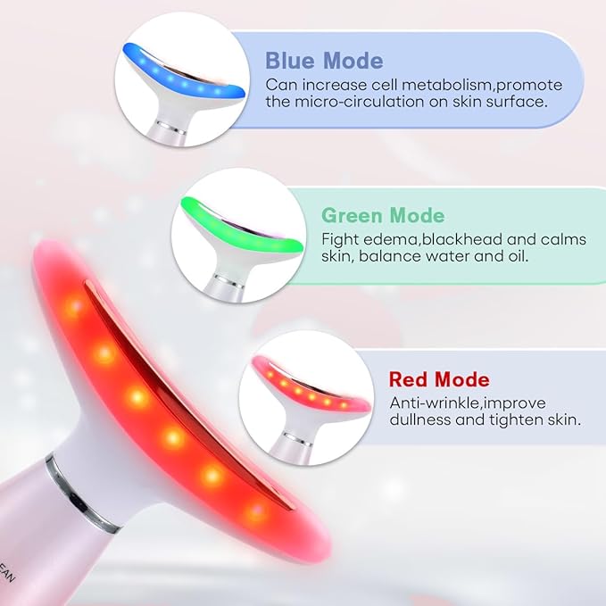 Facial Massager,Neck Face Massager Tool,3 Mode Massage with Heat,Portable Beauty Instrument for Skin Care Women Gift (Gradient Pink)