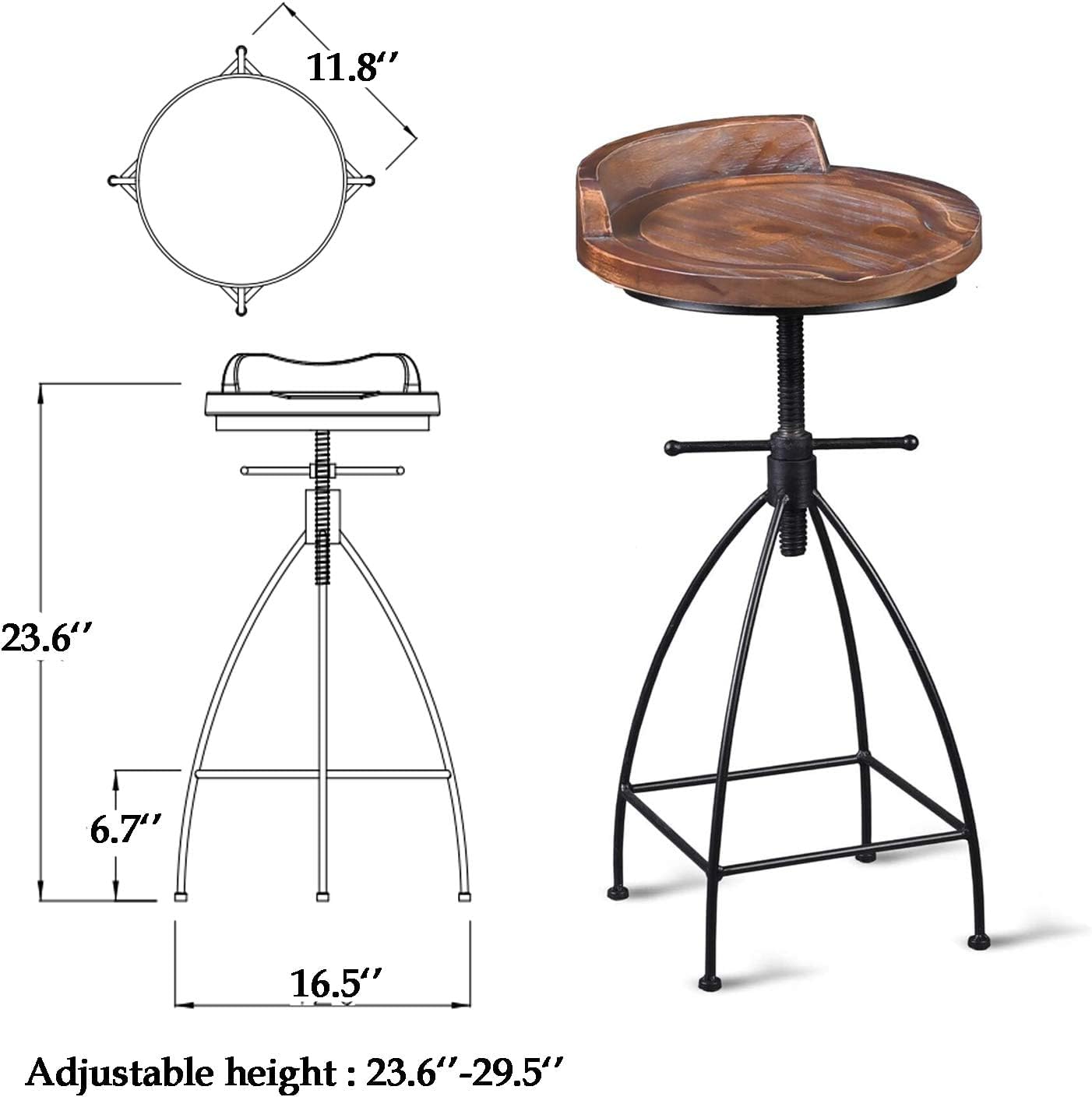 Diwhy 5 Piece Bar Table and Chairs Set, Industrial Rustic 41.3" Height Wood Top Pub Bar Table and Kitchen Counter Height Adjustable Stool, Hump Surface, Black, Set of 4