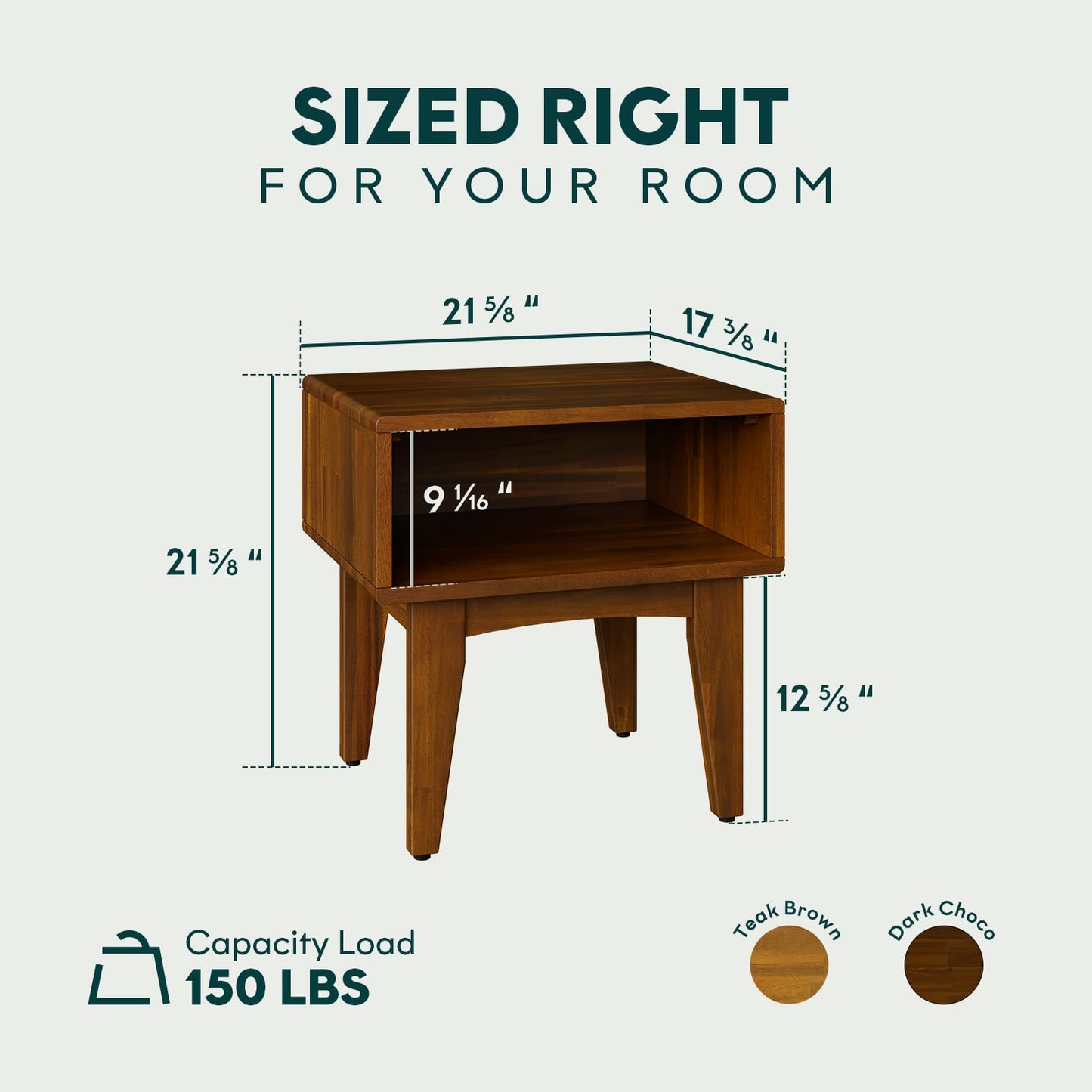 Bme Catherine Acacia Wood Nightstand, Modern Living Room Side Table, Wood Nightstand Without Drawer, End Table for Bedroom, Reading Room, Study Room, Easy Assembly – Dark Chocolate