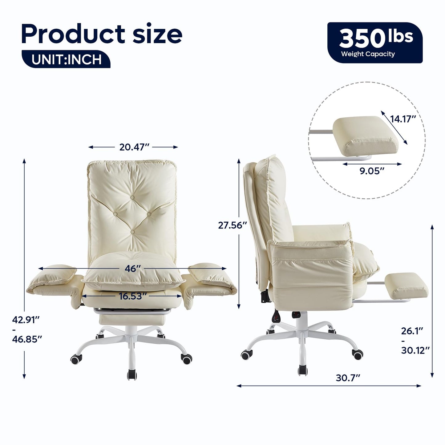Bestier Criss Cross Chair with Footrest, High Back Cross Legged Office Chair with Flip-up Arms & Wide Seat, 135° Reclining Executive Ergonomic Computer for Working Gaming(Beige, PU Leather)