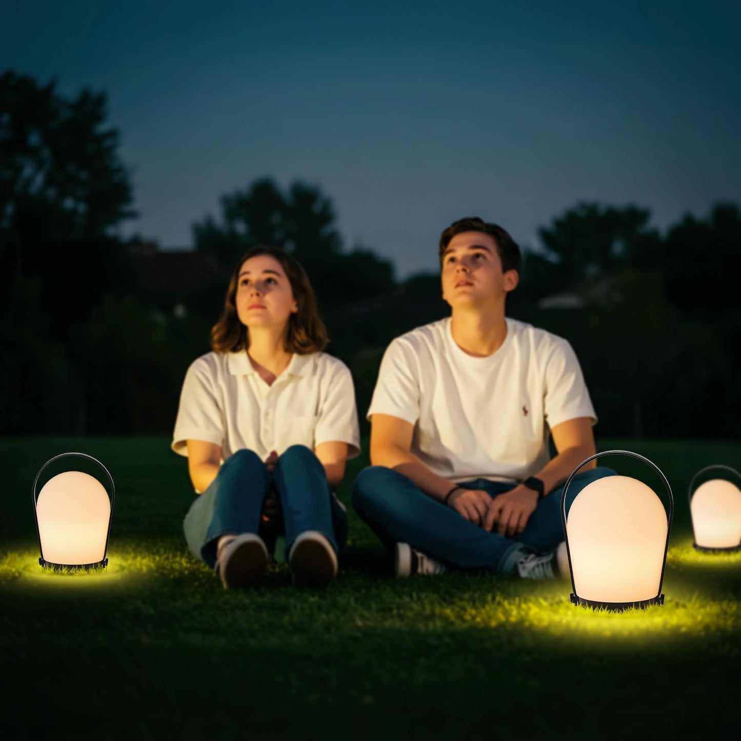 FUYO Outdoor Table Lamp, Hanging Night Light, Portable Shower Lamp. Rechargeable Lamp with RGB for Outdoor Bedroom Living Room Patio Camping Party Garden Porch