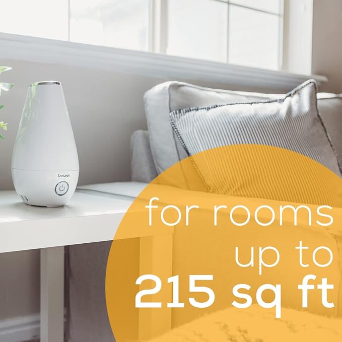 Beurer LB37 2in1 Essential Oil Diffuser & Air Humidifier|2L Tank, Night-Mode, Auto shut-off, for Bedrooms, Baby Kids Rooms|Choose from 10 Scents| Aromatherapy,Ultrasonic Air Vaporizer |Cool Mist,White