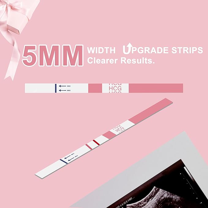 Pregnancy Test Strips with Urine Cups, hCG Detection Home Pregnancy Test, Sensitive & Over 99% Accurate, 50 Count Individually Wrapped, Rapid Pregnancy Tests Kit 5mm Wider 25mIU/mL
