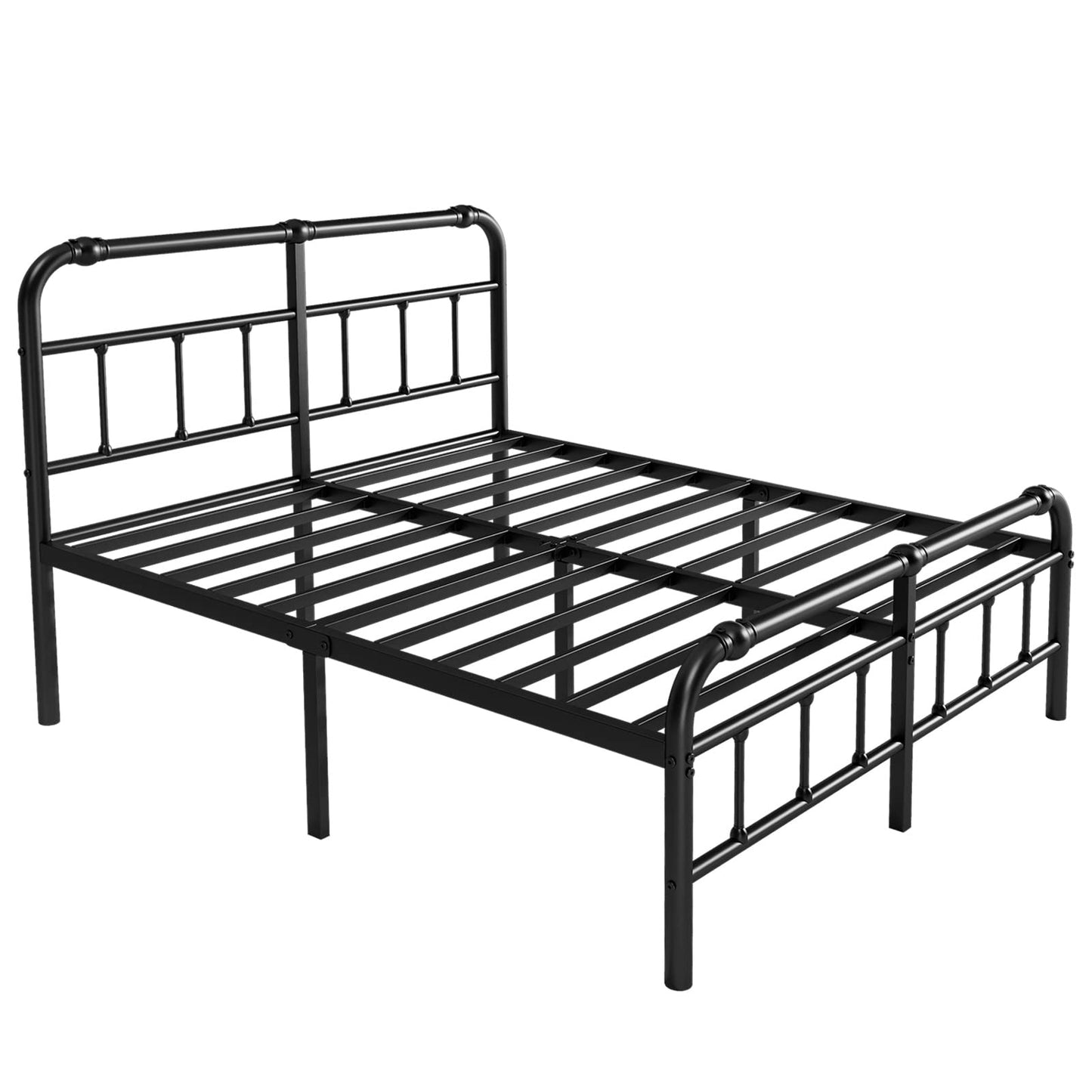 BOSRII King Size Bed Frame with Headboard and Footboard, 18 Inches High, 3500 Pounds Heavy Duty Metal Slats Support for Mattress, No Box Spring Needed,Noise-Free, Black