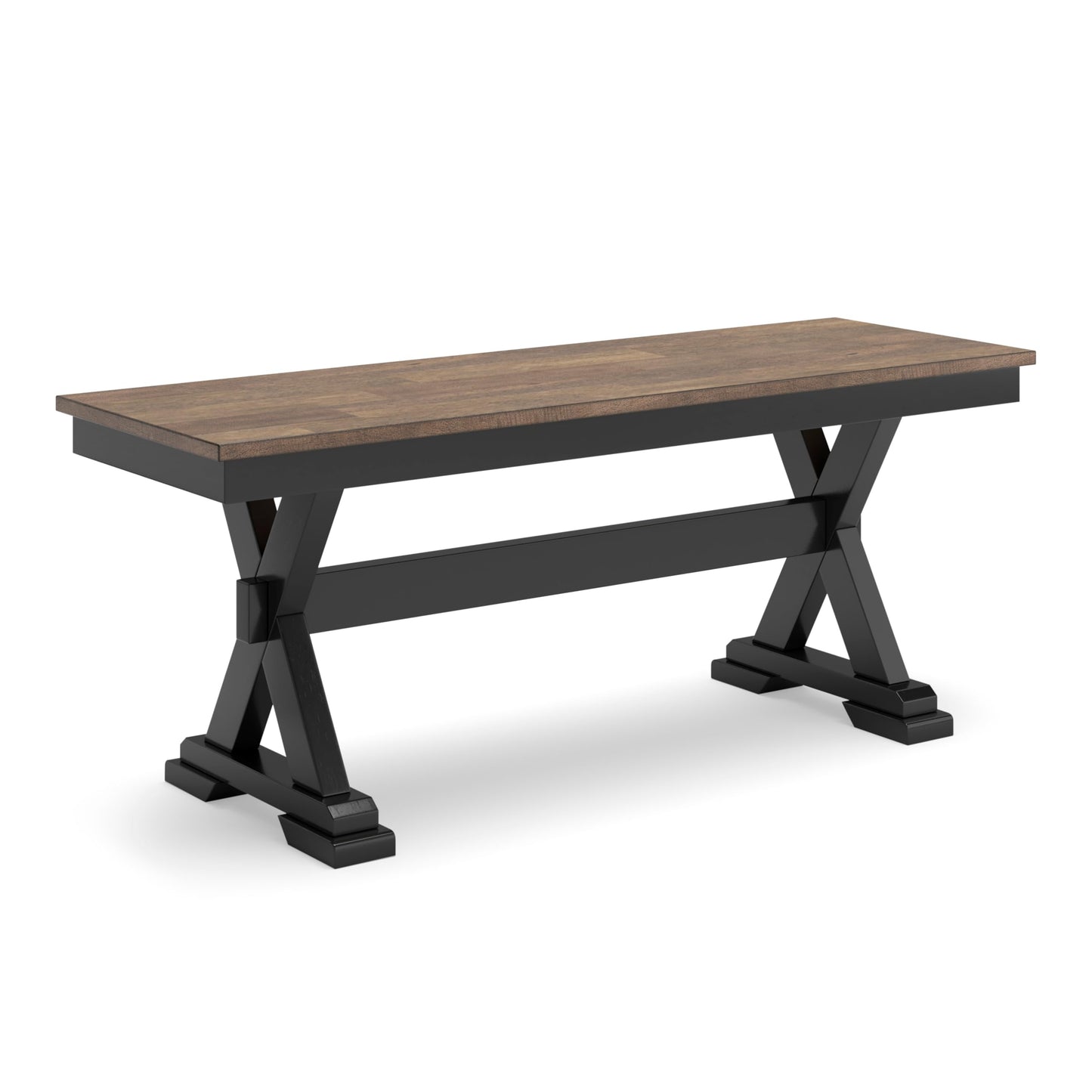 Signature Design by Ashley Wildenauer Farmhouse 50" Dining Bench, Dark Brown & Black
