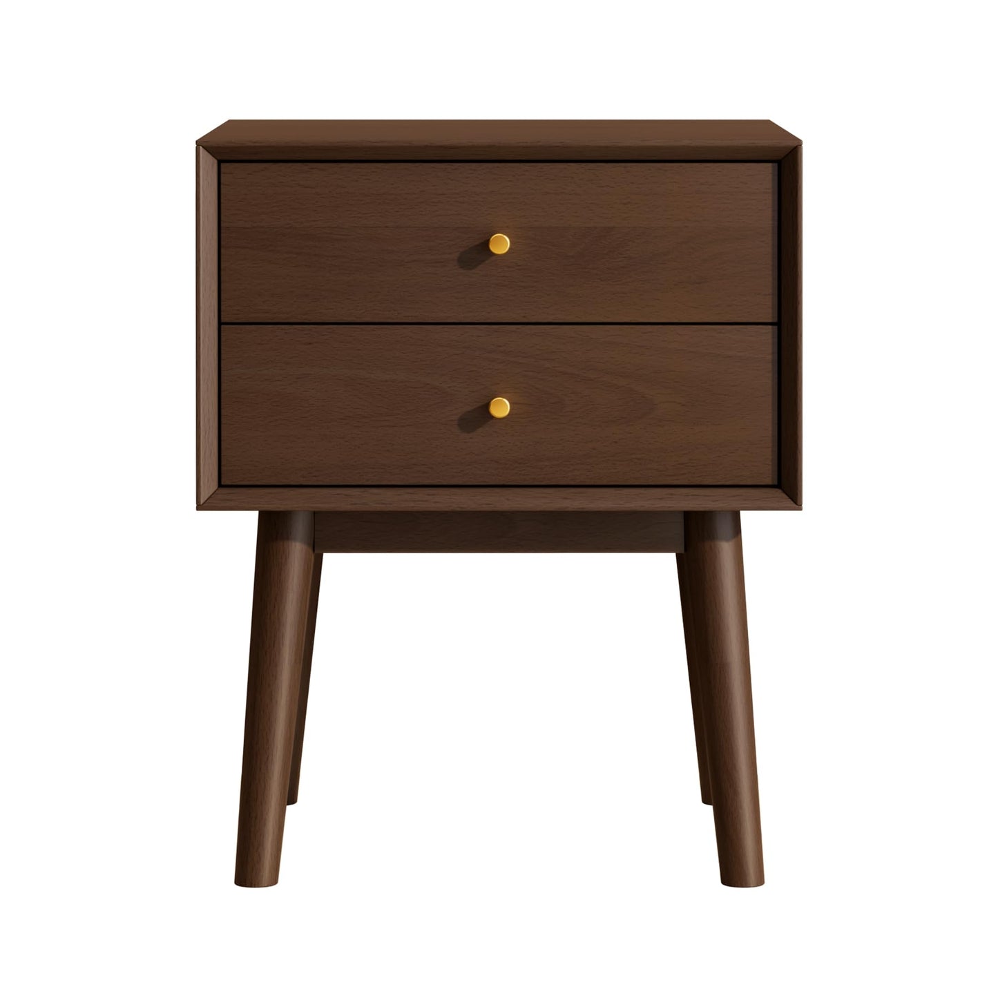 SANXIANHM Mid Century Modern Nightstand, 2 Drawers, Solid Wood Night Stand, Espresso Colored End Table