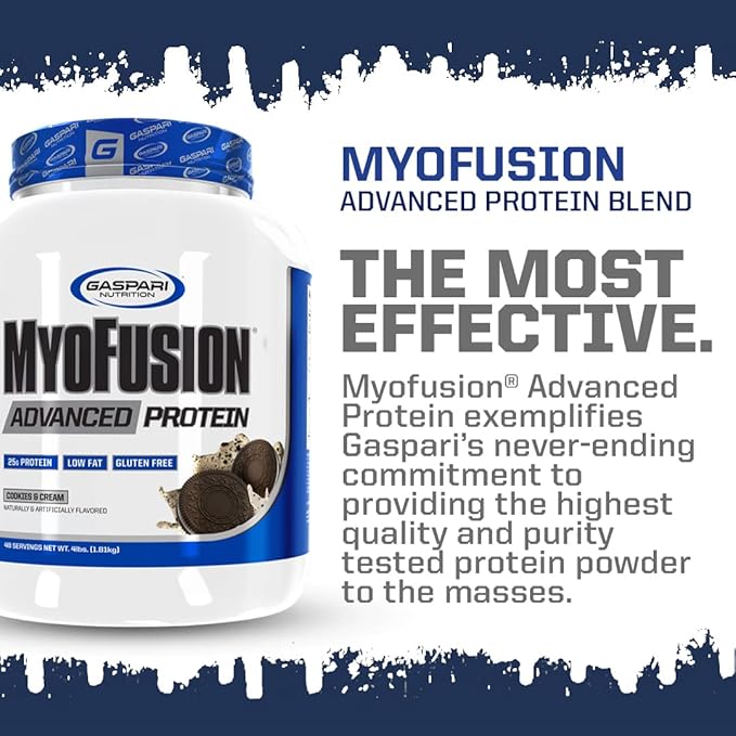 Gaspari Nutrition Myofusion Advanced Protein, Protein Blend with Whey Protein, Casein Protein and Isolate Protein, Low Fat and Gluten Free (Banana Cream, 2 Pound)