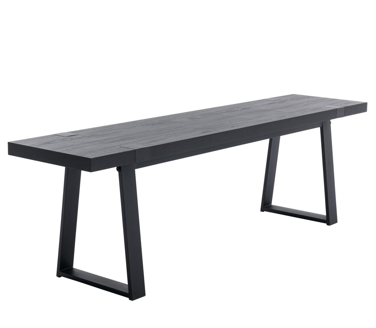 BESTANO Wooden Dining Bench 60” Industrial Table Benches, Seating Chair Rustic Indoor Benches, Mid Century Kitchen Bench with Metal Legs, Black