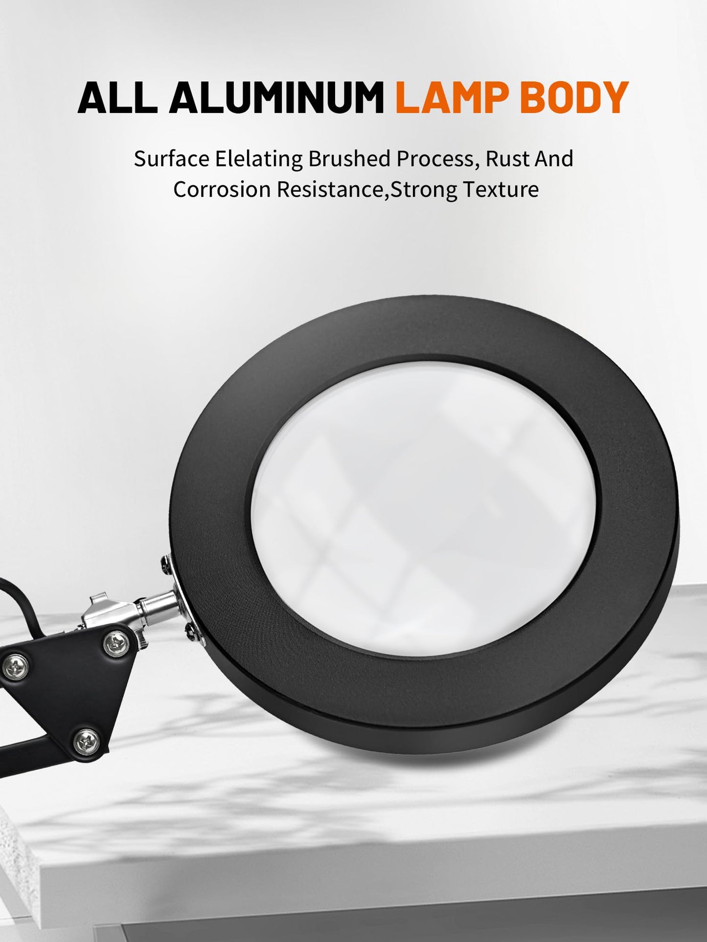 qlying 10X Magnifying Glass with Light and Clamp, Real Glass Lens Magnifier Lamp with 3 Color Modes & 270° LED Light, Dimmable Hands-Free Desk Clamp Lamp for Crafts, Reading, Painting, Repairing