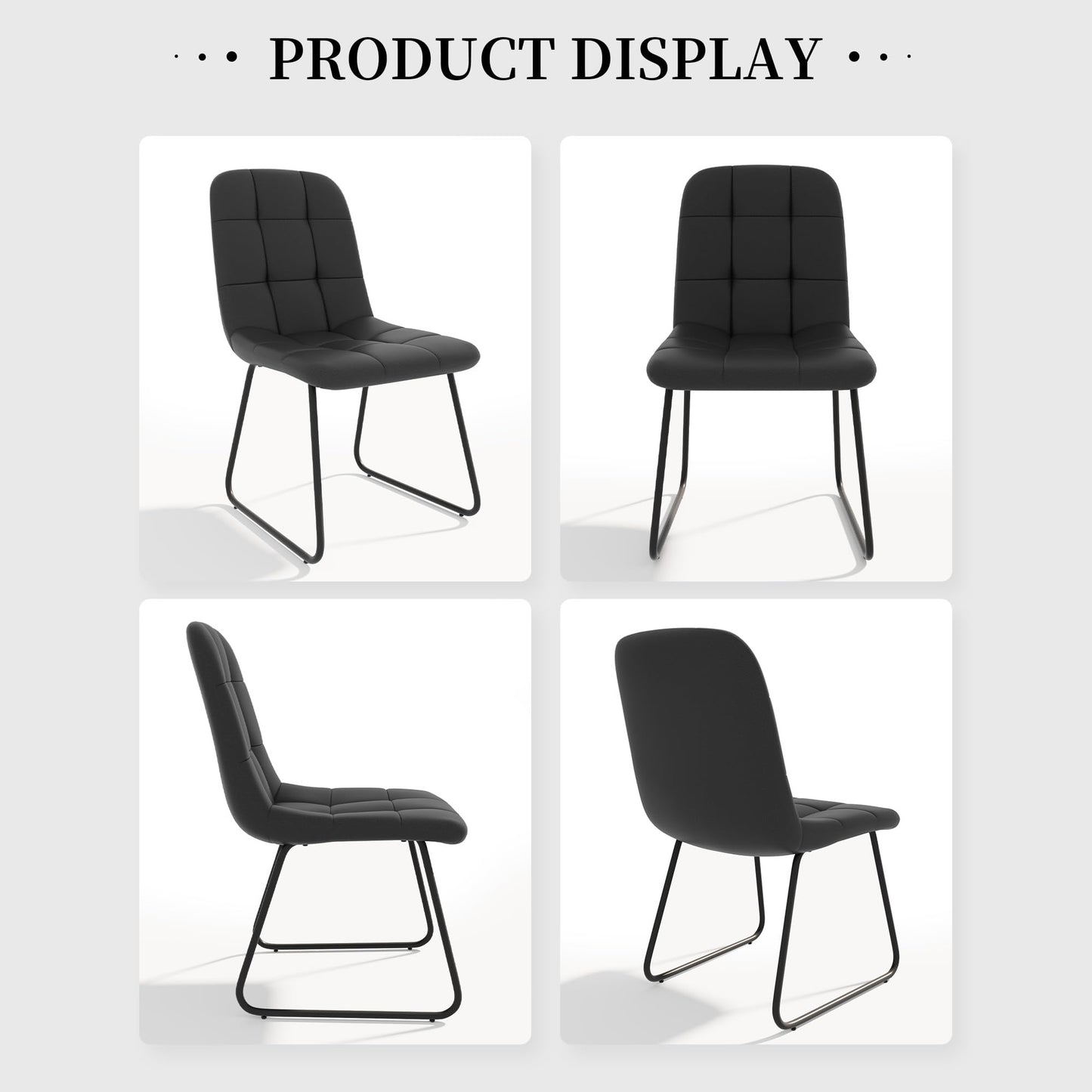 HIPIHOM Dining Chairs Set of 2, Modern Kitchen Faux Leather Dining Room Chair for Kitchen Living Dining Room (2 Black)