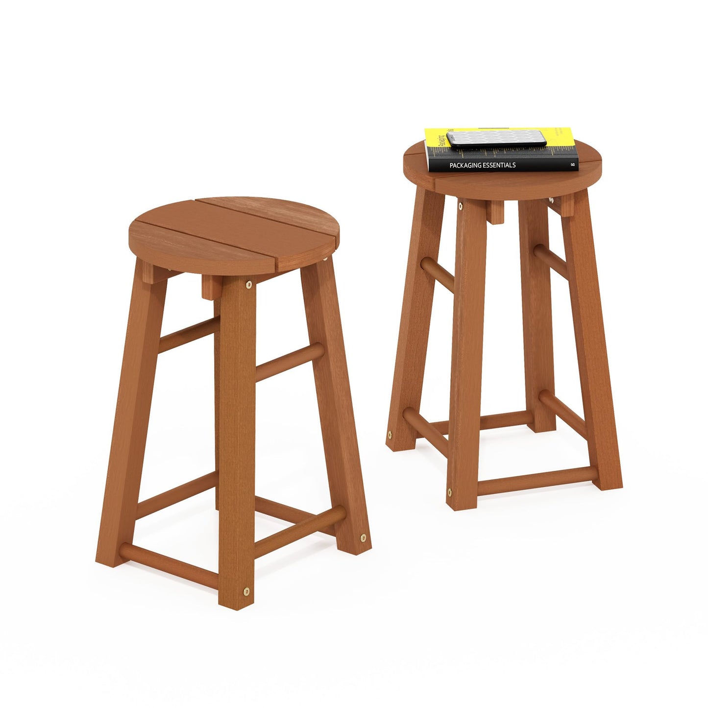 Furinno Tioman Outdoor Hardwood 18 Bar Stool in Teak Oil, Set of 2, Natural