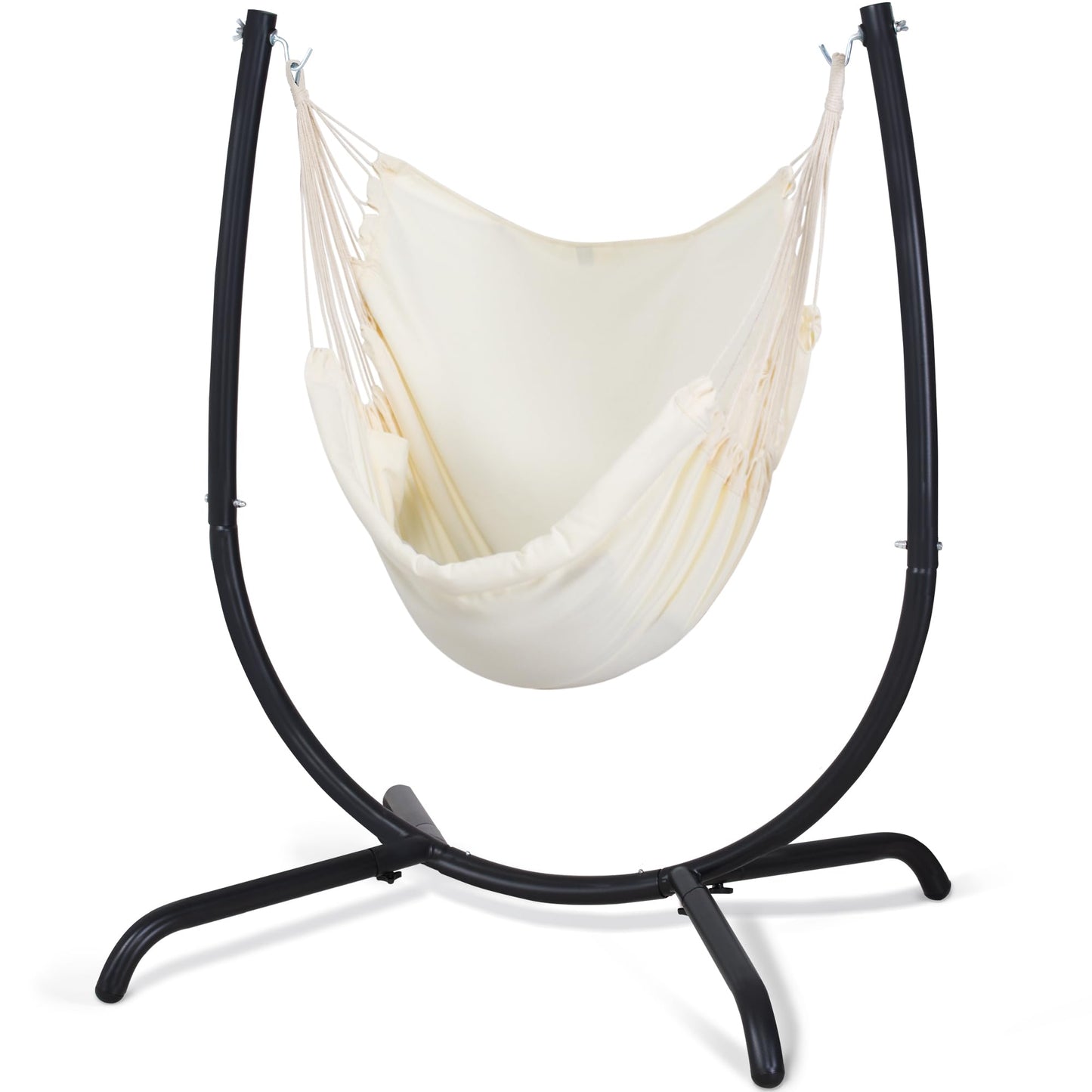 SUNCREAT Indoor Hammock Swing Chair with Stand, Hanging Chair Outdoor with Stand, 330 lbs Capacity, Patent Pending, Beige