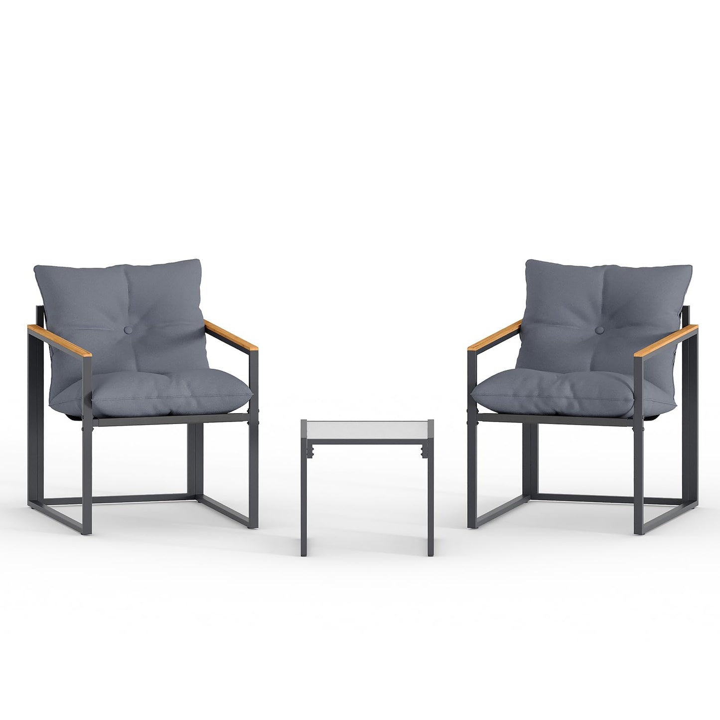DIMOFAP 3 Piece Patio Furniture Set, Outdoor Porch Chairs Set of 2, Balcony Furniture for Apartment with Chairs & Table, Included Thick Comfy Cushions, Perfect for Porch, Balcony, Deck