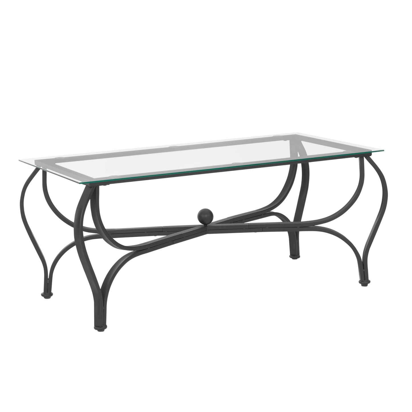 FILINGSKY 3-Piece Coffee Table Set, Tempered Glass Surface Living Room Sets, Coffee Table & 2 End Side Table, Metal Frame for Living Room, Home Office (Glass)